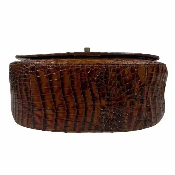 Brahmin Sonny Melbourne Turnlock Flap Crossbody Bag Pecan Brown
